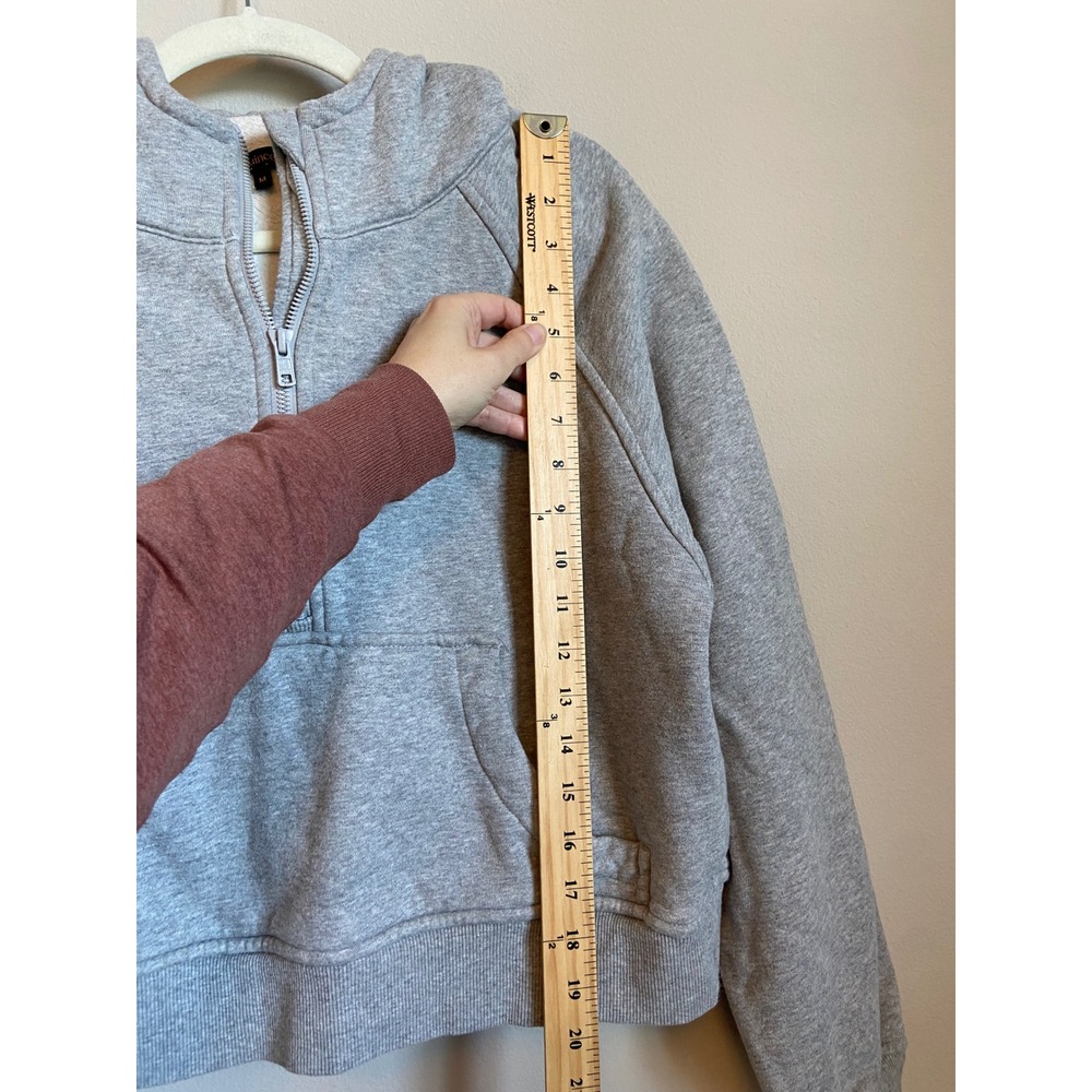 Quince Womens Organic Heavyweight Fleece Oversized Half Zip Hoodie Grey M - Picture 3 of 8